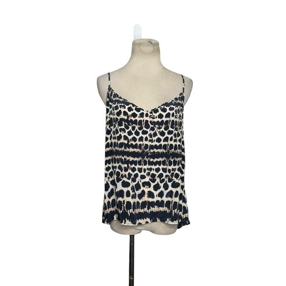 E by Eloise cream black print silk cami top size M - Picture 9 of 12